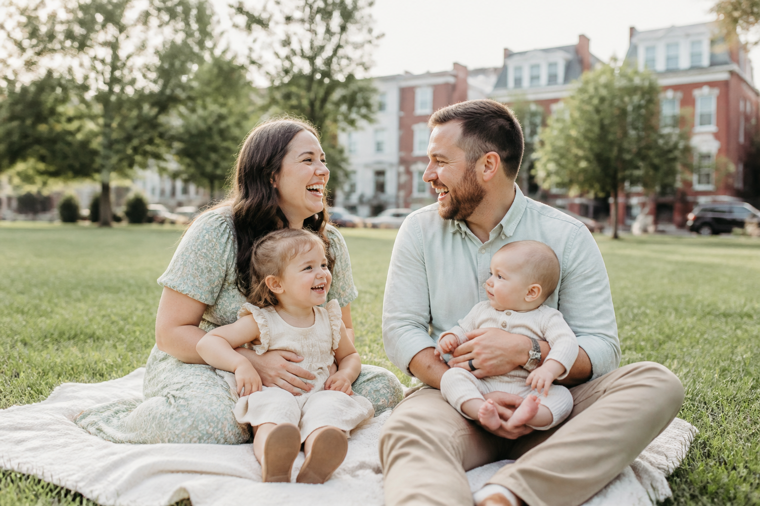 Family portrait session in a Kansas City, KS park